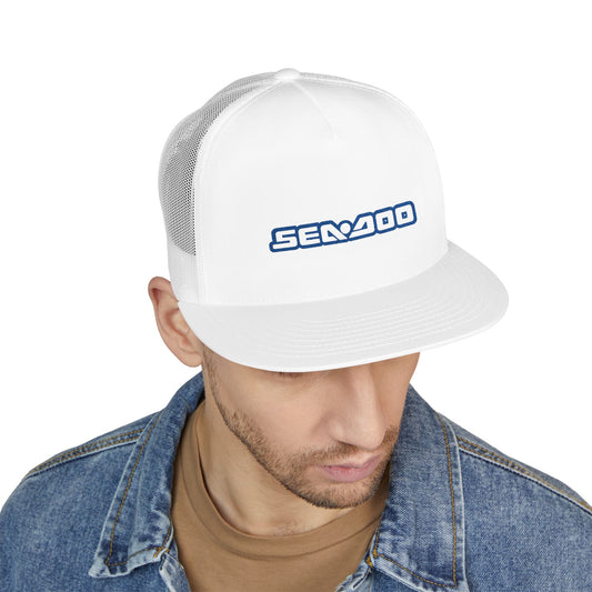 Sea-Doo Embroidered Trucker Hat — Retro Watersports Cap Blue
