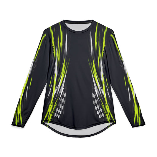 Men's Riptide Racing UV Long Sleeve Shirt — Dri Fit UPF Performance Tee - Black & Manta Green