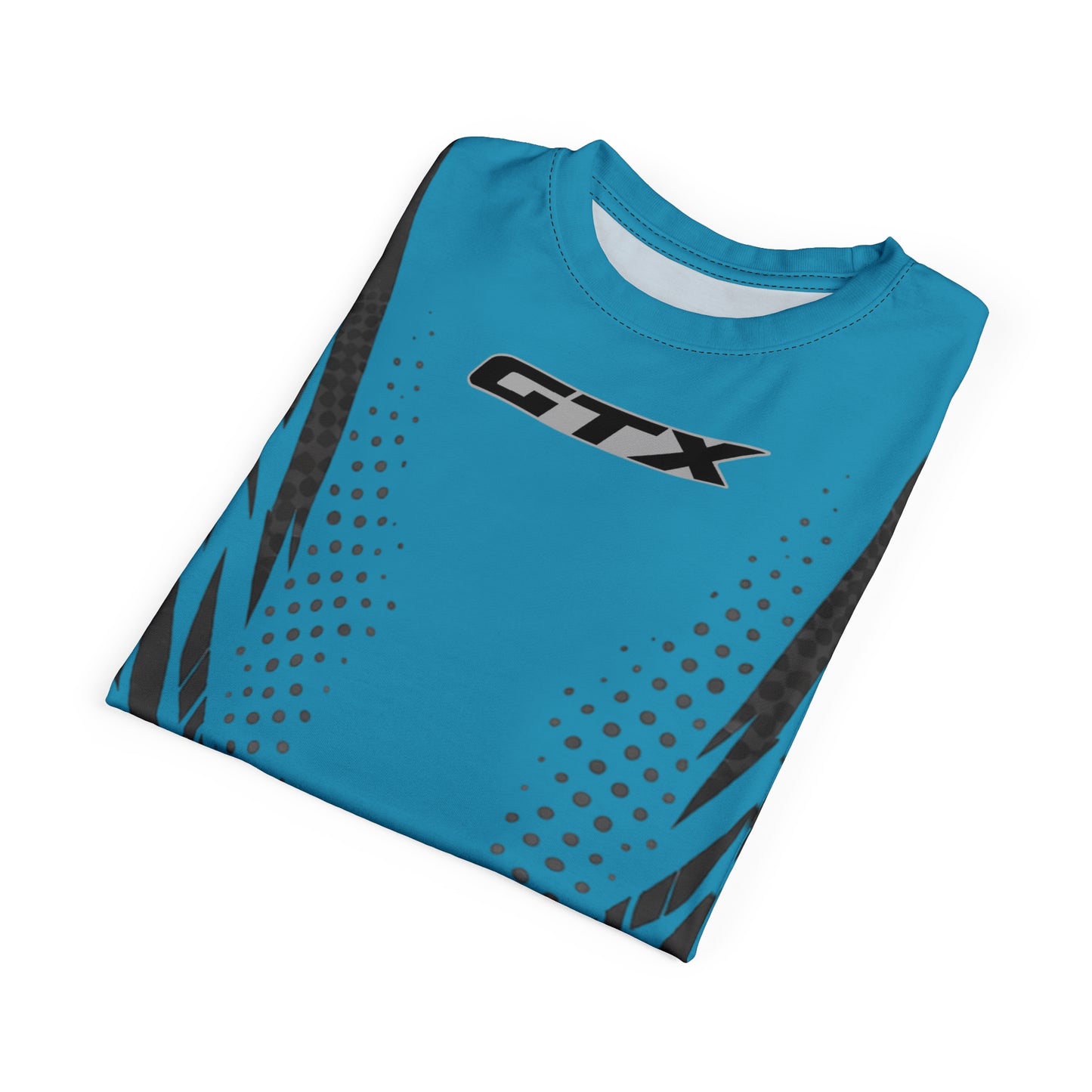 SeaDoo GTX X-Team Cyber Racing Dri Fit Tee — Grey & Teal All-Over Print