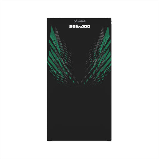 SeaDoo RXPX Racing Neck Gaiter — Apex Racing Green & Carbon Fiber Midweight Face Shield Mask