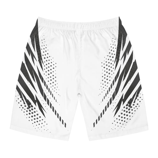 SeaDoo GTX Men's Grey & White Racing Board Shorts — Athletic Swim Trunks