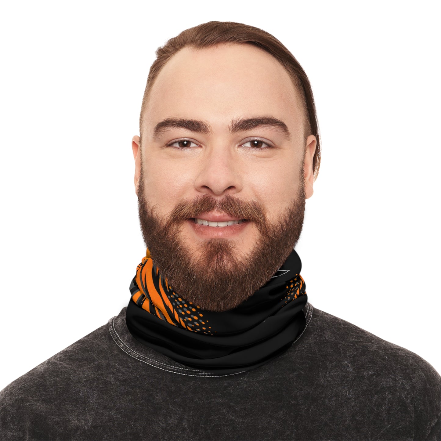 SeaDoo GTX Racing Neck Gaiter — Grey & Orange Midweight Face Shield Mask