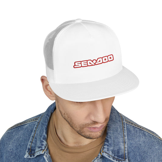 Sea-Doo Embroidered Trucker Hat — Retro Watersports Cap Red