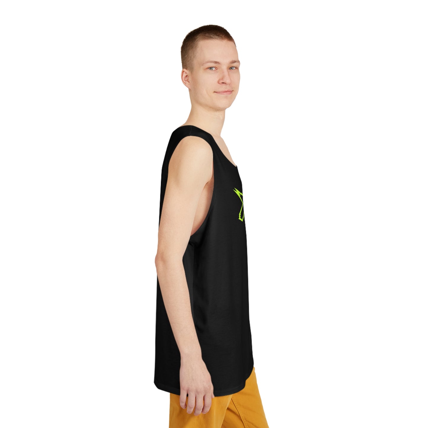 Men's X-Team Black Tank Top — Minimal Everyday Muscle Tank Neon Yellow