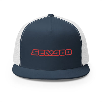 Sea-Doo Embroidered Trucker Hat — Retro Watersports Cap Red