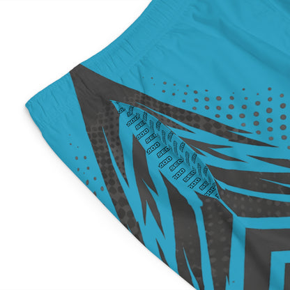 SeaDoo GTX Men's Grey & Teal Racing Board Shorts — Athletic Swim Trunks