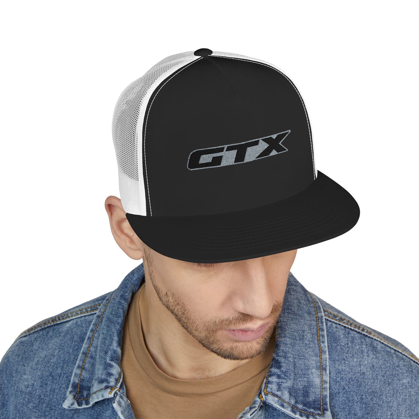 GTX Embroidered Snap Back Trucker Cap - 5-Panel Mesh Hat