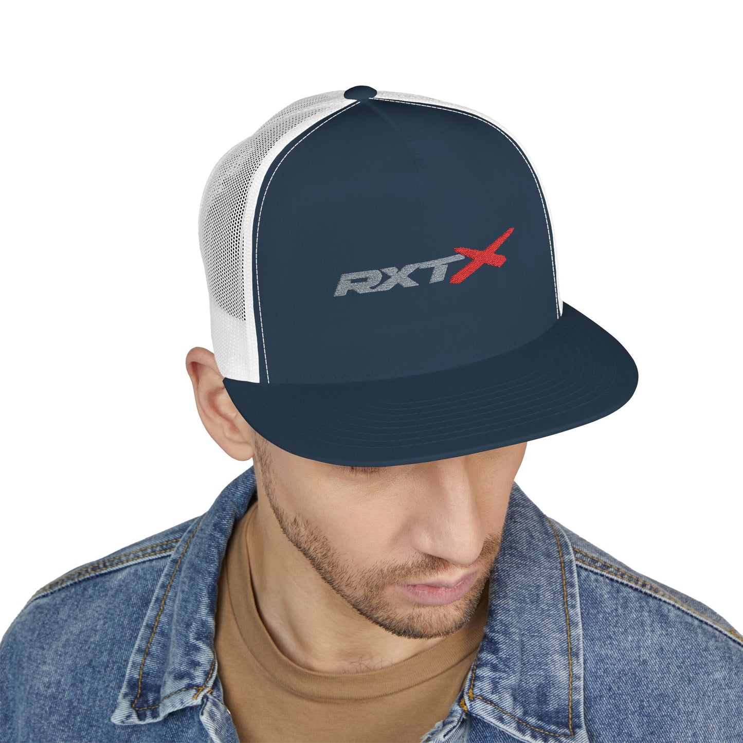 RXTX Embroidered Snap Back Trucker Cap - 5-Panel Mesh Hat