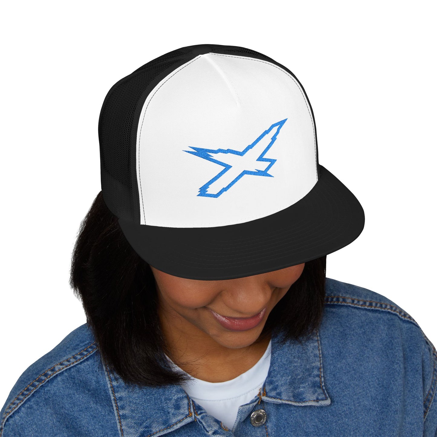 SeaDoo X-Team Performance Embroidered Trucker Cap — Mesh 5-Panel Hat Gulfstream Blue