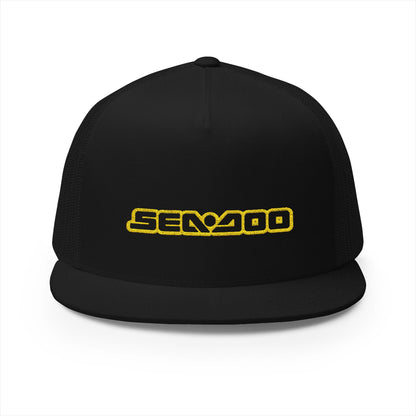 Sea-Doo Embroidered Trucker Hat — Retro Watersports Cap Yellow