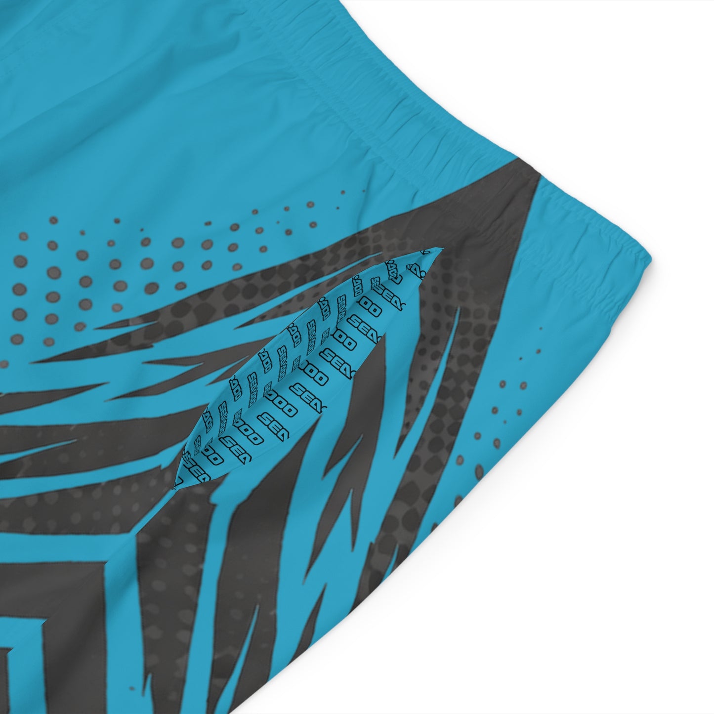 SeaDoo GTX Men's Grey & Teal Racing Board Shorts — Athletic Swim Trunks