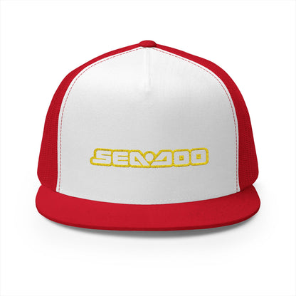 Sea-Doo Embroidered Trucker Hat — Retro Watersports Cap Yellow