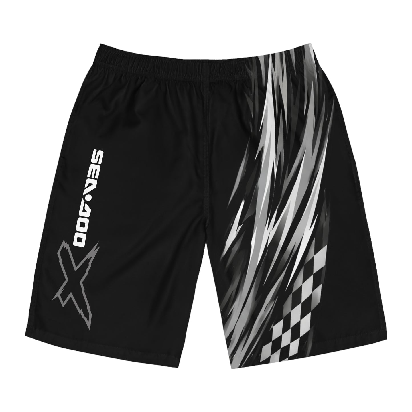 Men's SeaDoo X-Team Racing Performance Board Shorts — Quick-Dry Surf & Swim Trunks Grey