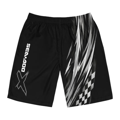 Men's SeaDoo X-Team Racing Performance Board Shorts — Quick-Dry Surf & Swim Trunks Grey