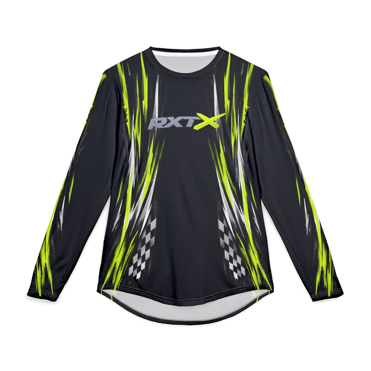 Men's RXTX Racing UV Long Sleeve Jersey Shirt — Dri Fit UPF Performance Tee - Black & Manta Green