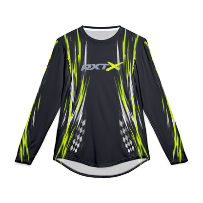 Men's RXTX Racing UV Long Sleeve Jersey Shirt — Dri Fit UPF Performance Tee - Black & Manta Green