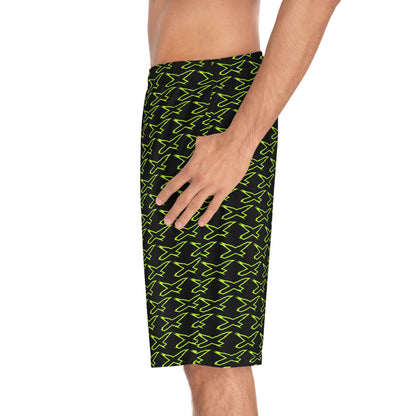 Men's X-Team Peformance Pattern Board Shorts — Beach Swim Trunks Manta Green/Black