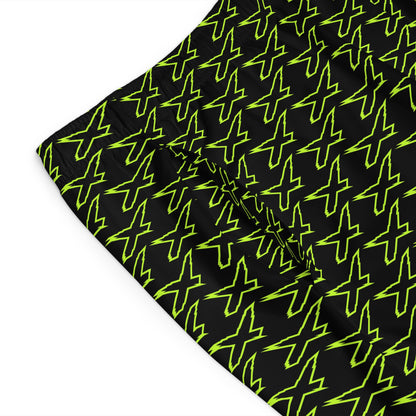 Men's X-Team Peformance Pattern Board Shorts — Beach Swim Trunks Manta Green/Black