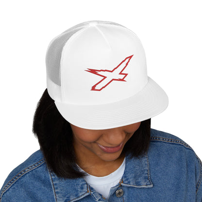 X-Team Performance Embroidered Trucker Cap — Mesh 5-Panel Hat Red
