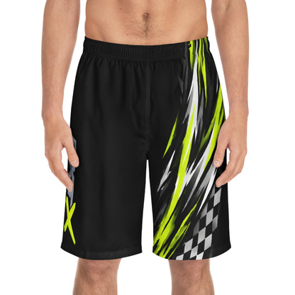 Men's RXTX Performance Racing Splash Board Shorts — Quick-Dry Surf & Swim Trunks Black & Manta Green