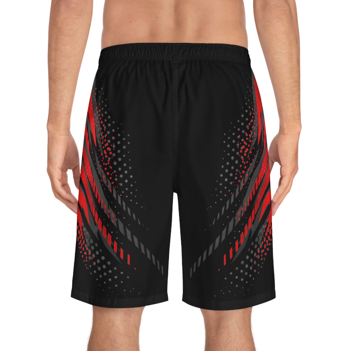 SeaDoo GTRX X-Team Men's Black & Red Racing Board Shorts — Athletic Swim Trunks