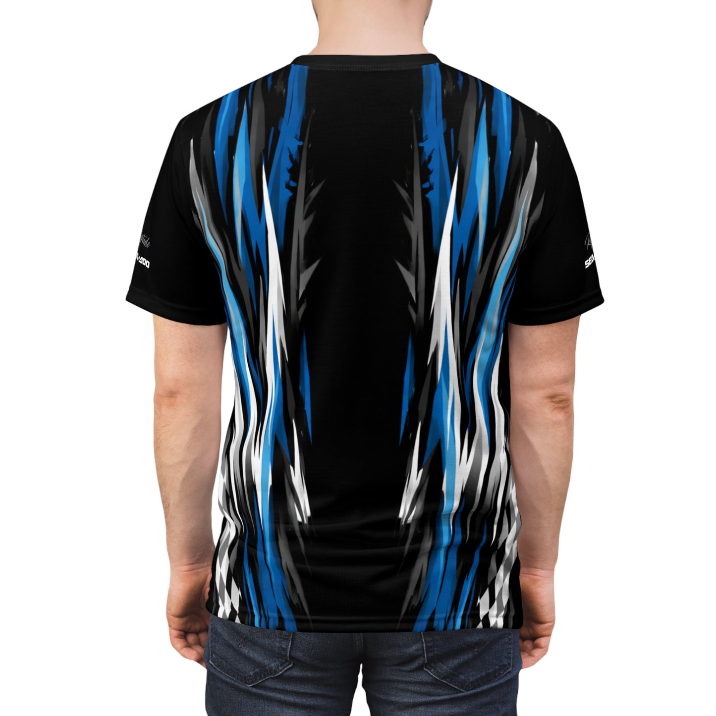 SeaDoo X-Team Racing Graphic Tee — Gulfstream Blue & Black All-Over Print