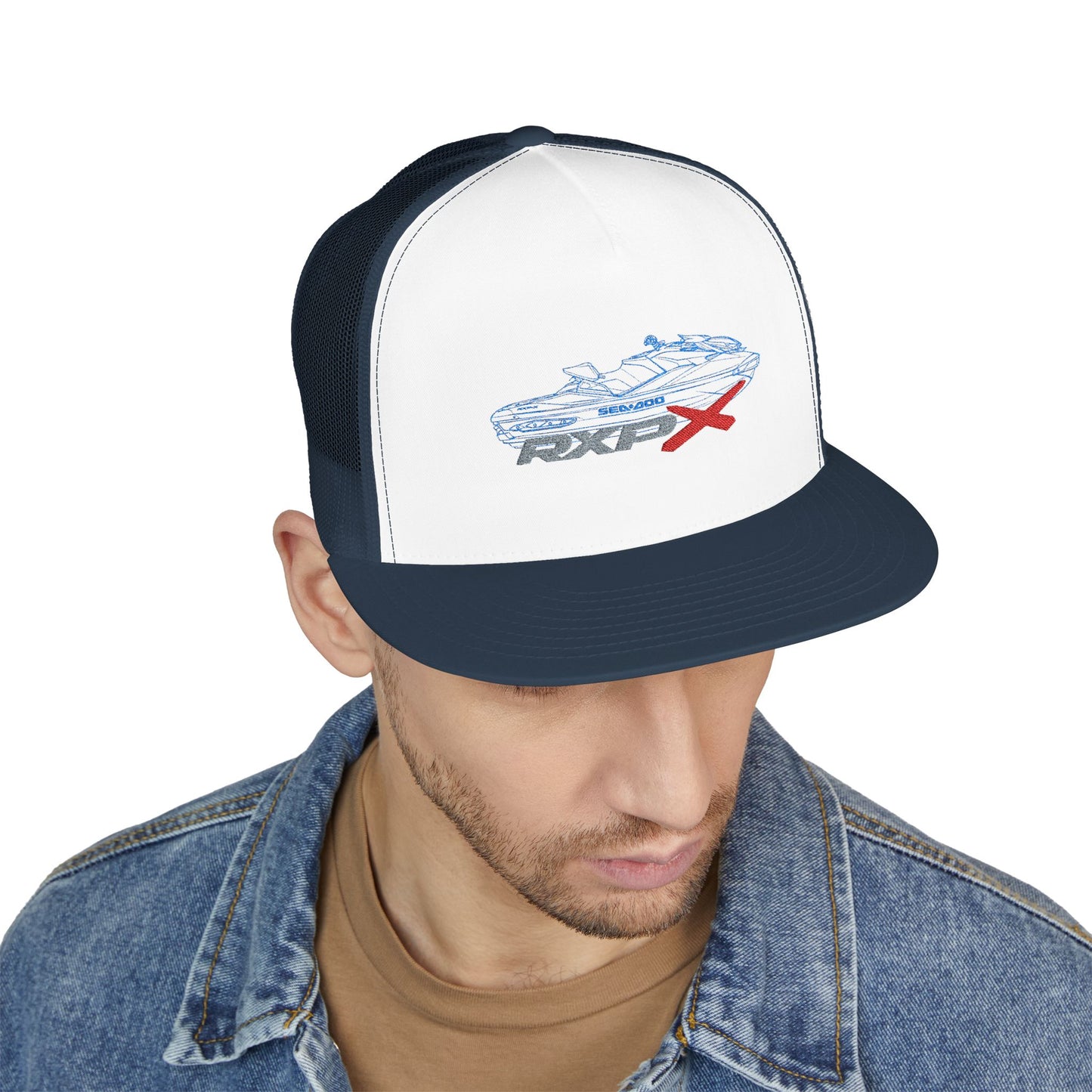 Sea-Doo RXPX Outline Embroidered Trucker Hat — Silhouette Blue