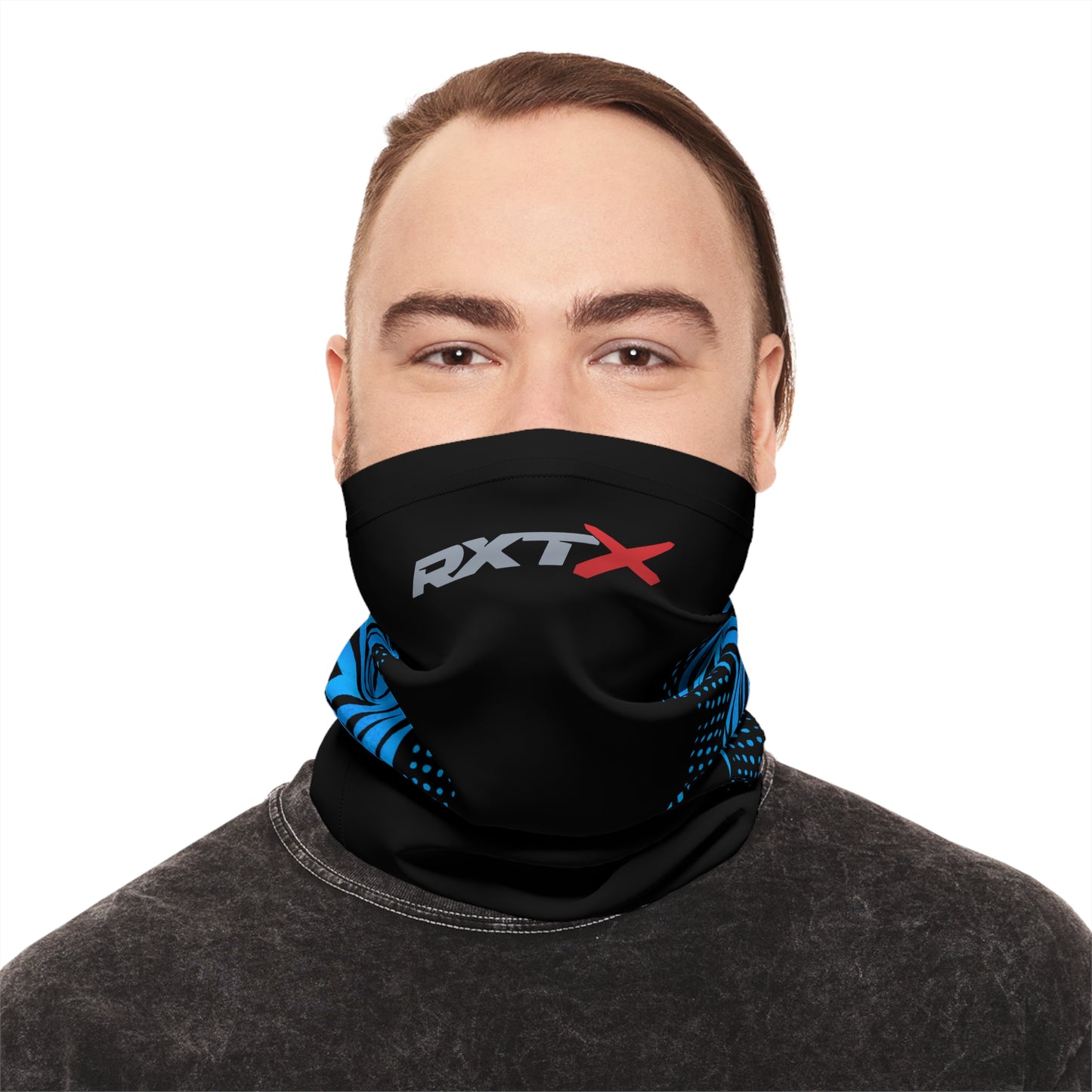 SeaDoo RXTX Racing Neck Gaiter — Gulfstream Blue & Black Midweight Face Shield Mask