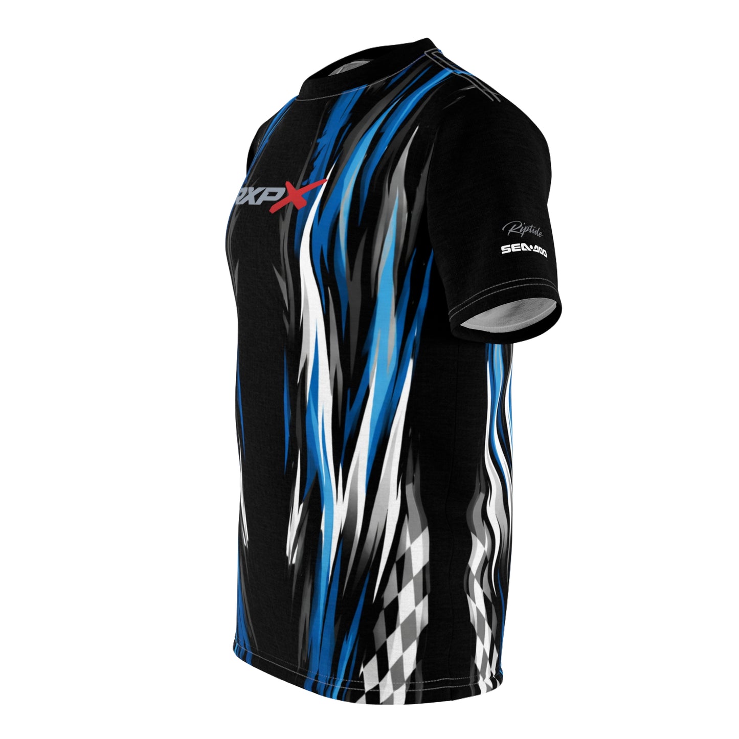 SeaDoo X-Team Racing Graphic Tee — Gulfstream Blue & Black All-Over Print