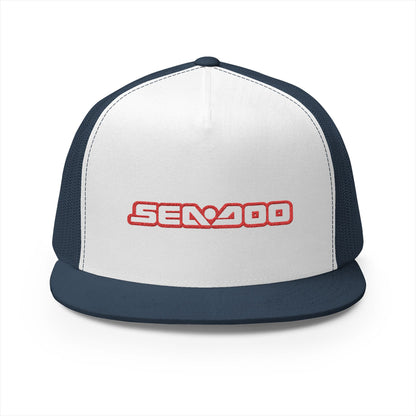 Sea-Doo Embroidered Trucker Hat — Retro Watersports Cap Red