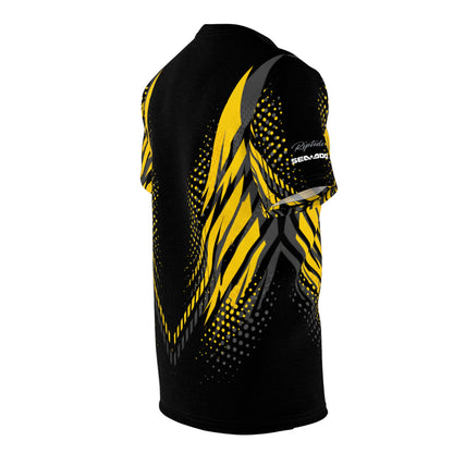 SeaDoo RXTX X-Team Cyber Racing Dri Fit Tee — Millenium Yellow Grey & Black All-Over Print