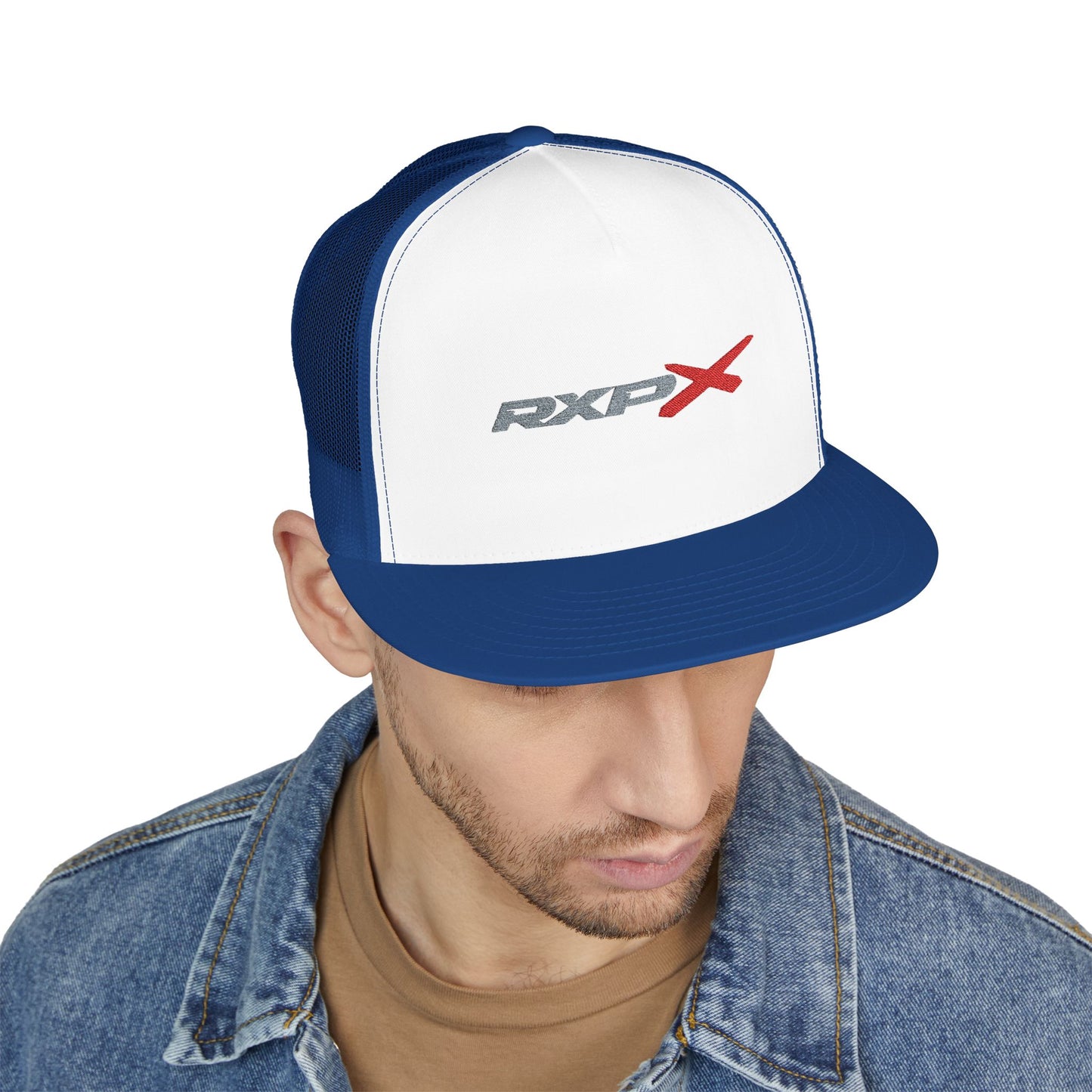 RXPX Embroidered Snap Back Trucker Cap - 5-Panel Mesh Hat