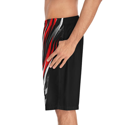 Men's RXPX Performance Racing Splash Board Shorts — Quick-Dry Surf & Swim Trunks Black & Red