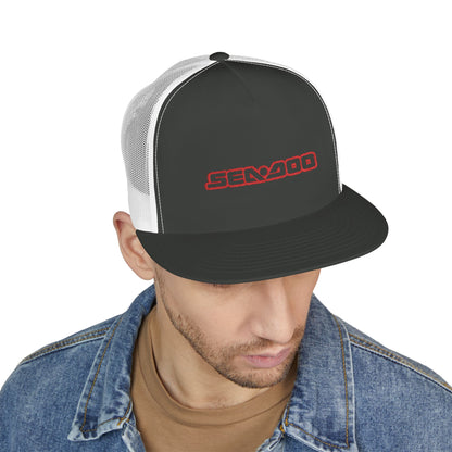Sea-Doo Embroidered Trucker Hat — Retro Watersports Cap Red