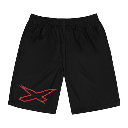Men's X-Team Performance Board Shorts — Beach Swim Trunks Red/Black