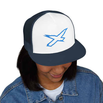 SeaDoo X-Team Performance Embroidered Trucker Cap — Mesh 5-Panel Hat Gulfstream Blue