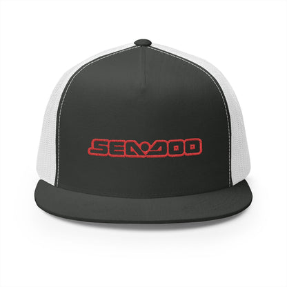 Sea-Doo Embroidered Trucker Hat — Retro Watersports Cap Red