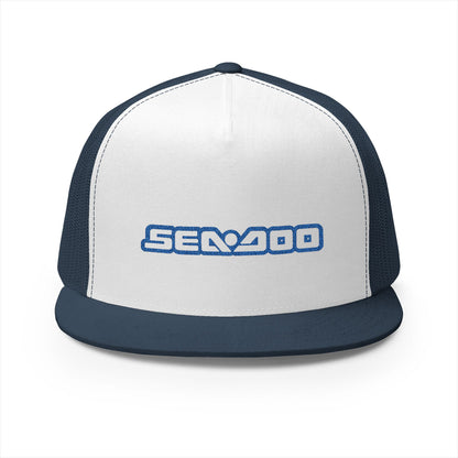 Sea-Doo Embroidered Trucker Hat — Retro Watersports Cap Blue