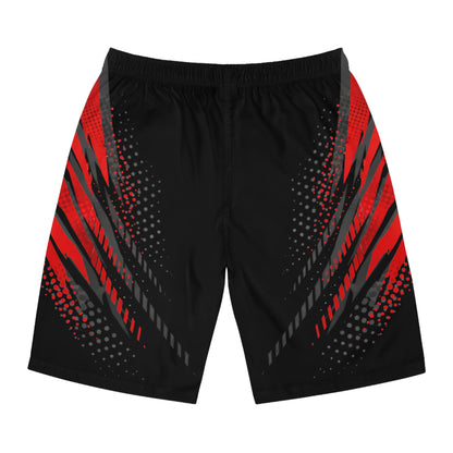 SeaDoo GTRX X-Team Men's Black & Red Racing Board Shorts — Athletic Swim Trunks