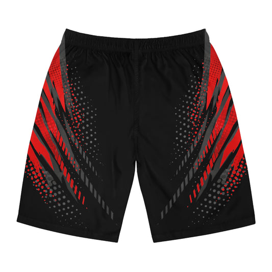 SeaDoo GTRX X-Team Men's Black & Red Racing Board Shorts — Athletic Swim Trunks