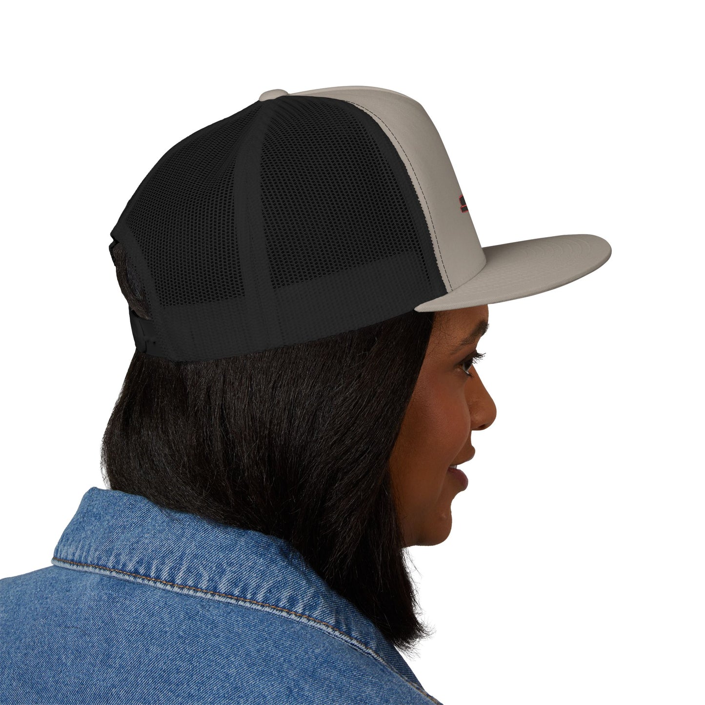 SeaDoo Performance Embroidered Trucker Cap — Mesh 5-Panel Hat Red Outline