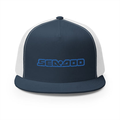 Sea-Doo Embroidered Trucker Hat — Retro Watersports Cap Blue