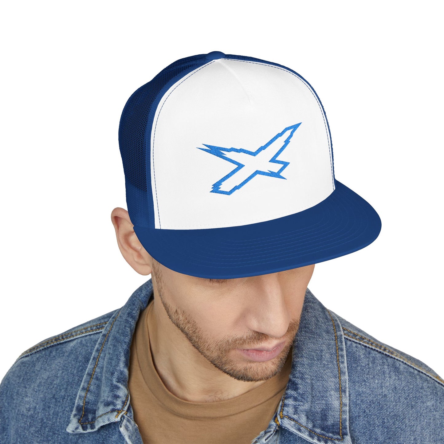 SeaDoo X-Team Performance Embroidered Trucker Cap — Mesh 5-Panel Hat Gulfstream Blue