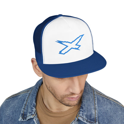 SeaDoo X-Team Performance Embroidered Trucker Cap — Mesh 5-Panel Hat Gulfstream Blue