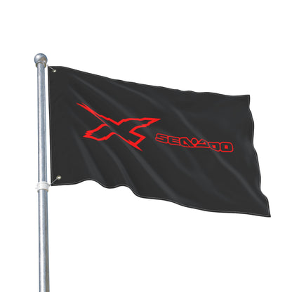 Sea‑Doo X Performance Flag — Double‑Sided Black & Red PWC Banner