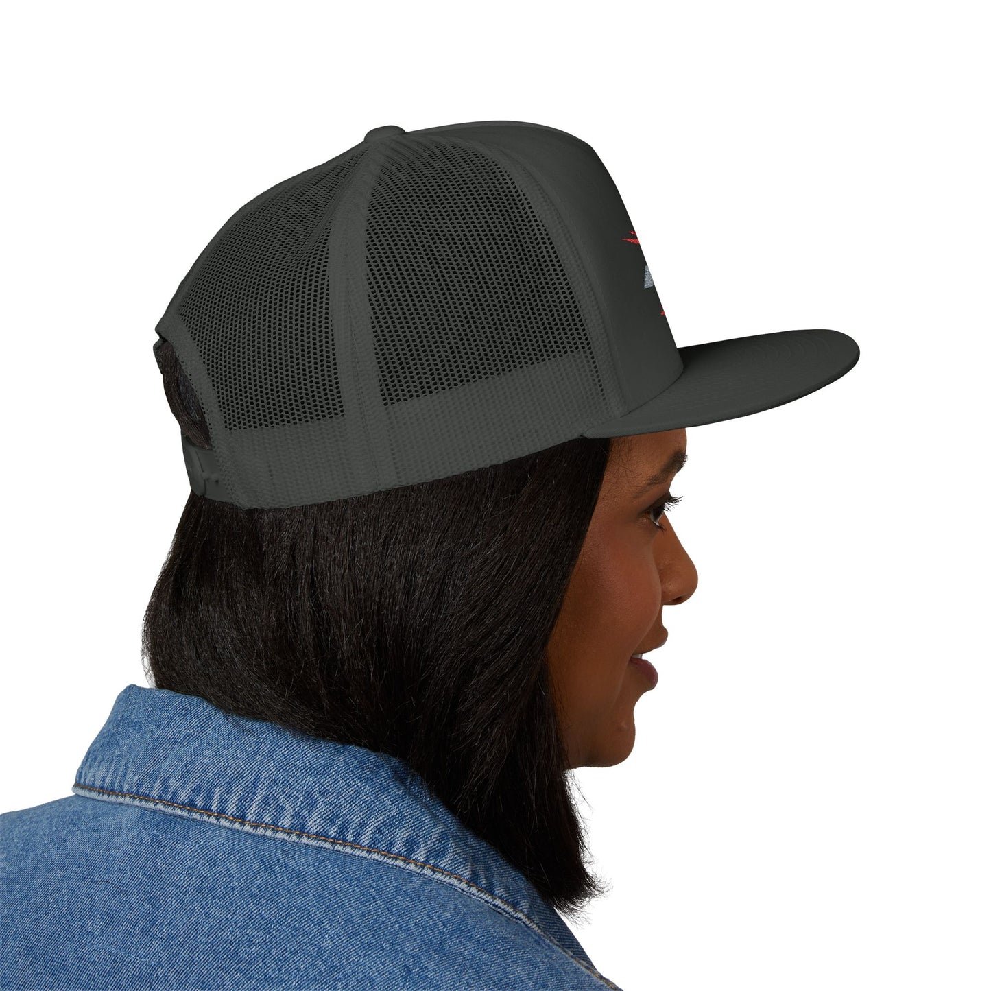 RXPX X-Team Embroidered Snap Back Trucker Cap - 5-Panel Mesh Hat Red