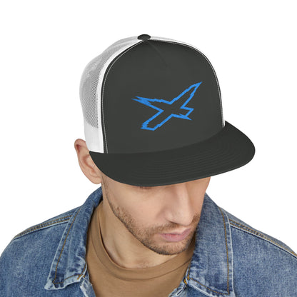 SeaDoo X-Team Performance Embroidered Trucker Cap — Mesh 5-Panel Hat Gulfstream Blue