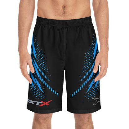 SeaDoo RXTX X-Team Men's Black & Gulfstream Blue Racing Board Shorts — Athletic Swim Trunks