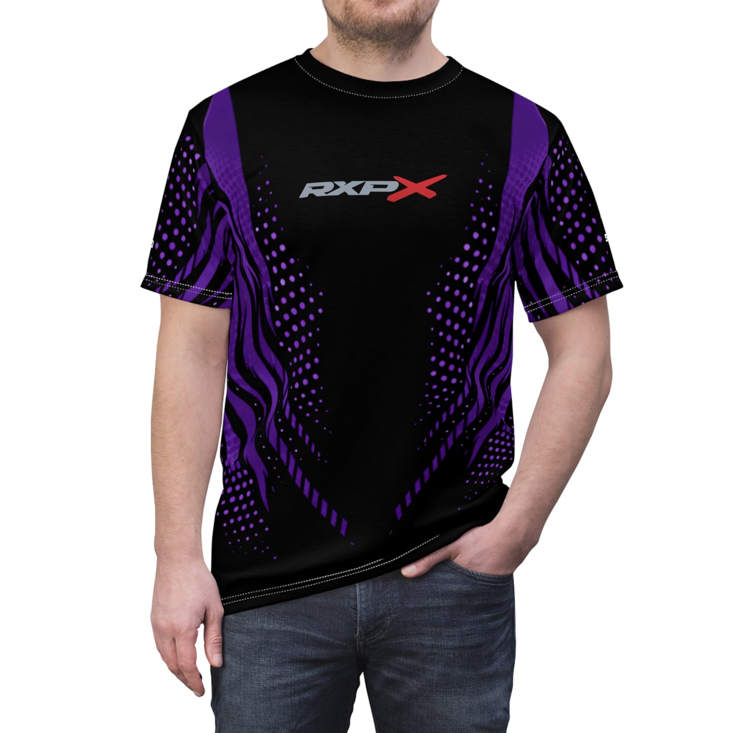 RXPX Cyber Racing Dri Fit Tee — Midnight Purple & Black All-Over Print