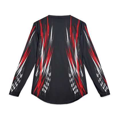 RXPX Racing UV Long Sleeve Jersey Shirt — Dri Fit UPF Performance Tee - Black & Red